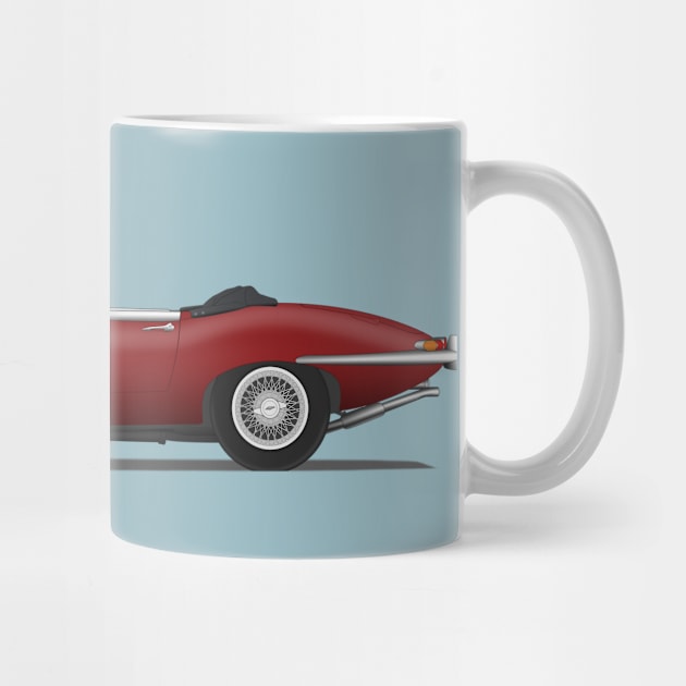 Jaguar E Type Roadster Maroon by SteveHClark